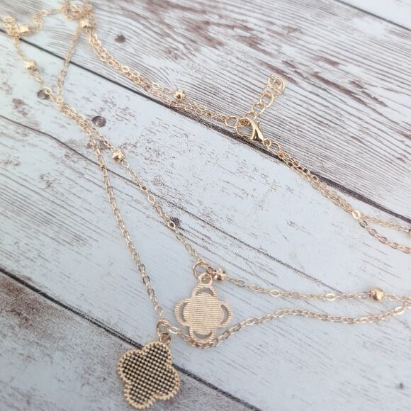 Pretty Gold Tone Double Strand Necklace - Picture 3 of 6
